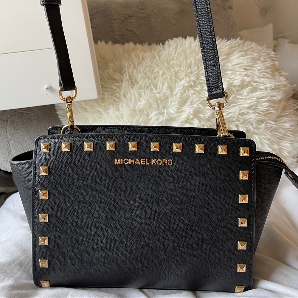 Black Michael Kors Bag with Gold Studs